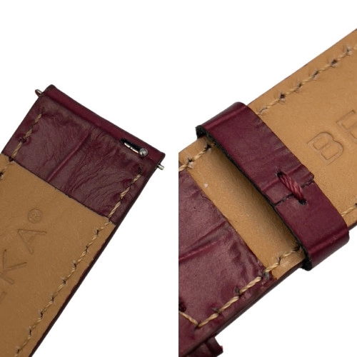 24 mm Spor S Kroko Bordo Deri Saat Kordonu